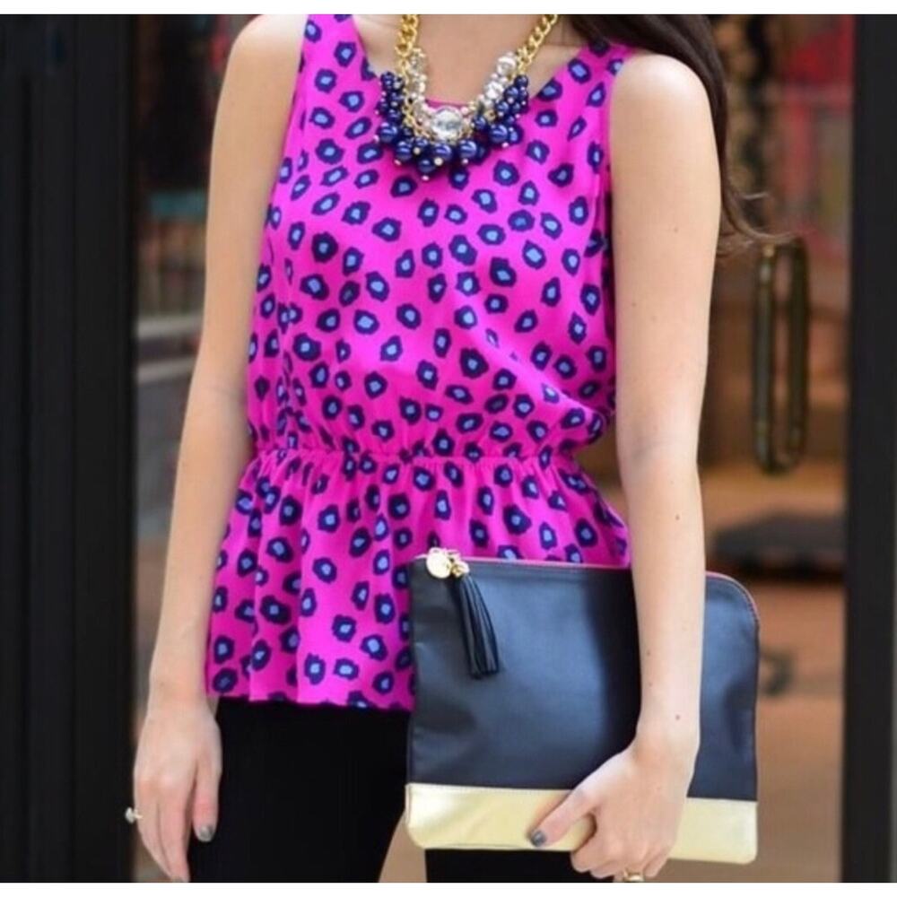 Lilly Pulitzer Silk Peplum Blouse Women's Small Pink Cheetah Leopard Barbie NWOT - Picture 11 of 11